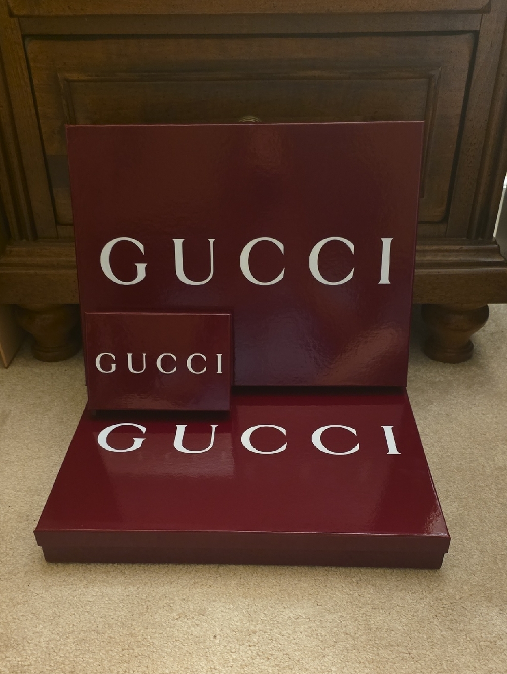 Gucci Deep Burgundy Logo Boxes